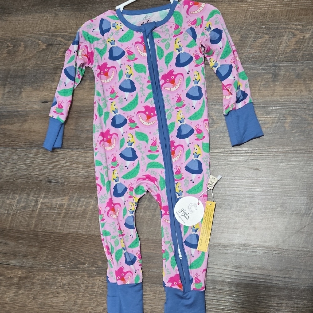 12-18 Month Bamboo Pink Floral Character Zip One-Piece Pajamas